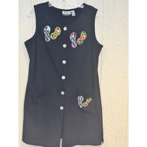 Cover-Ups Dress Women's Size Large Black Cotton Blend